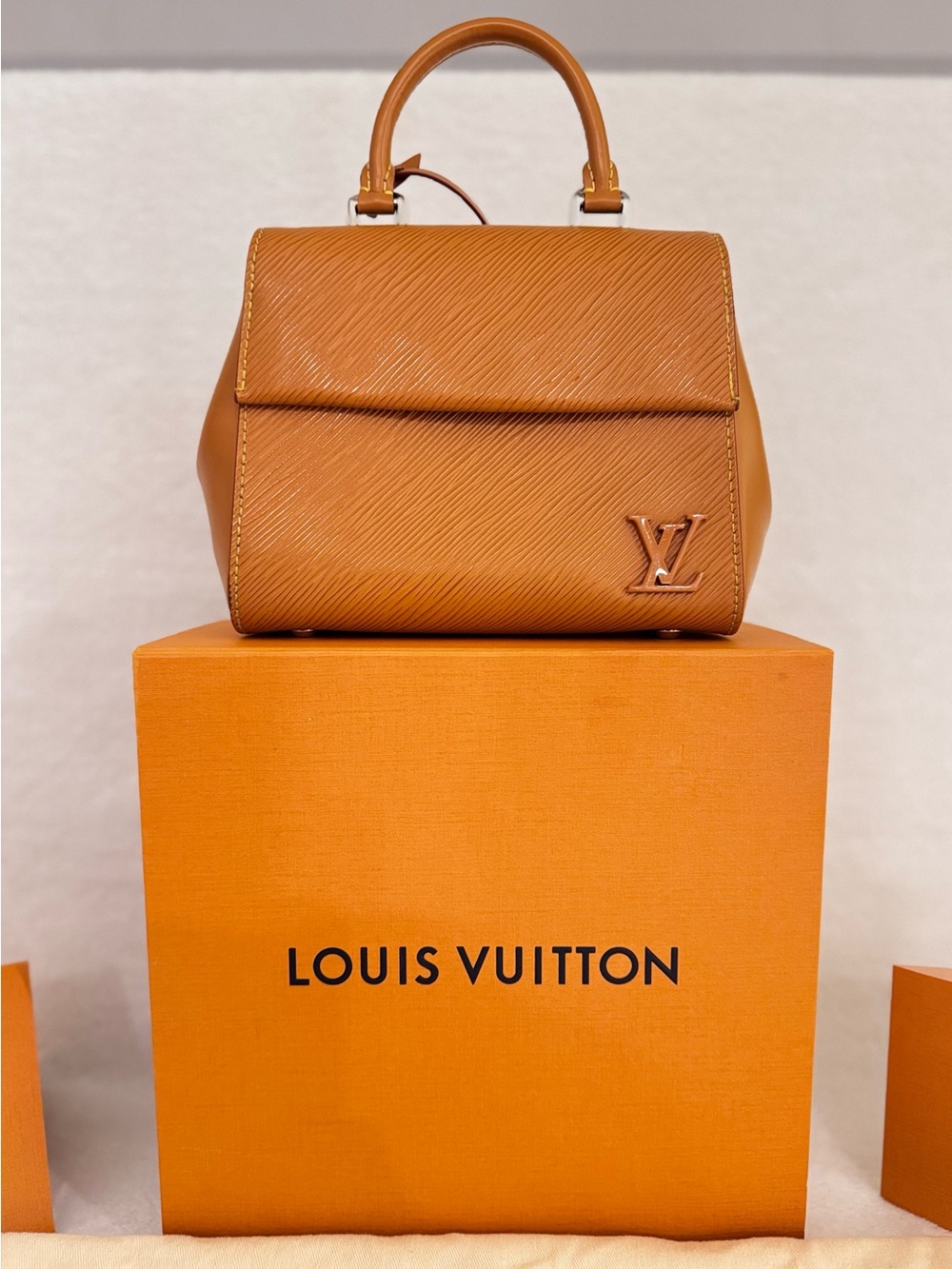 Authentic Louis Vuitton Cluny Mini Gold Miel Epi Leather Bag + Strap